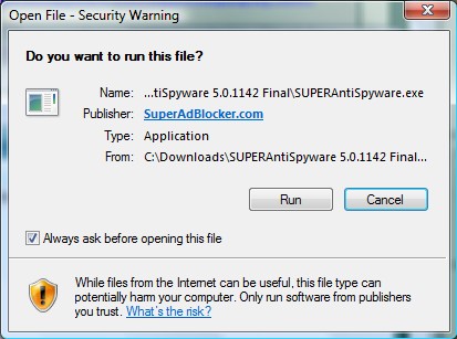 If you get a message like SuperAntiSpyware.exe is not a valid Win32 application then try renaming SuperAntiSpyware.exe to SAS.EXE and see if it will run.