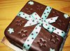Chocolate gift box cake with blue ribbon.JPG